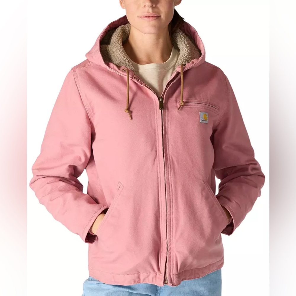 Carhartt Women's Washed Duck Sherpa Lined Jacket in Pink
